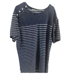 Navy Striped Midi Dress